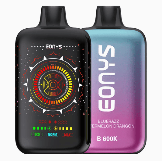Eonys B 600K Puff – vape desechable negro y azul con pantalla LED